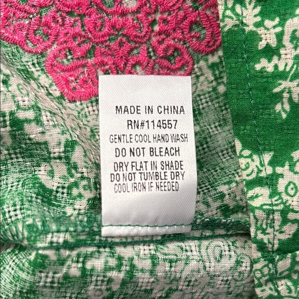 THML Green Pink Floral Ruffled Cap Sleeve Blouse Size Small - Picture 6 of 9